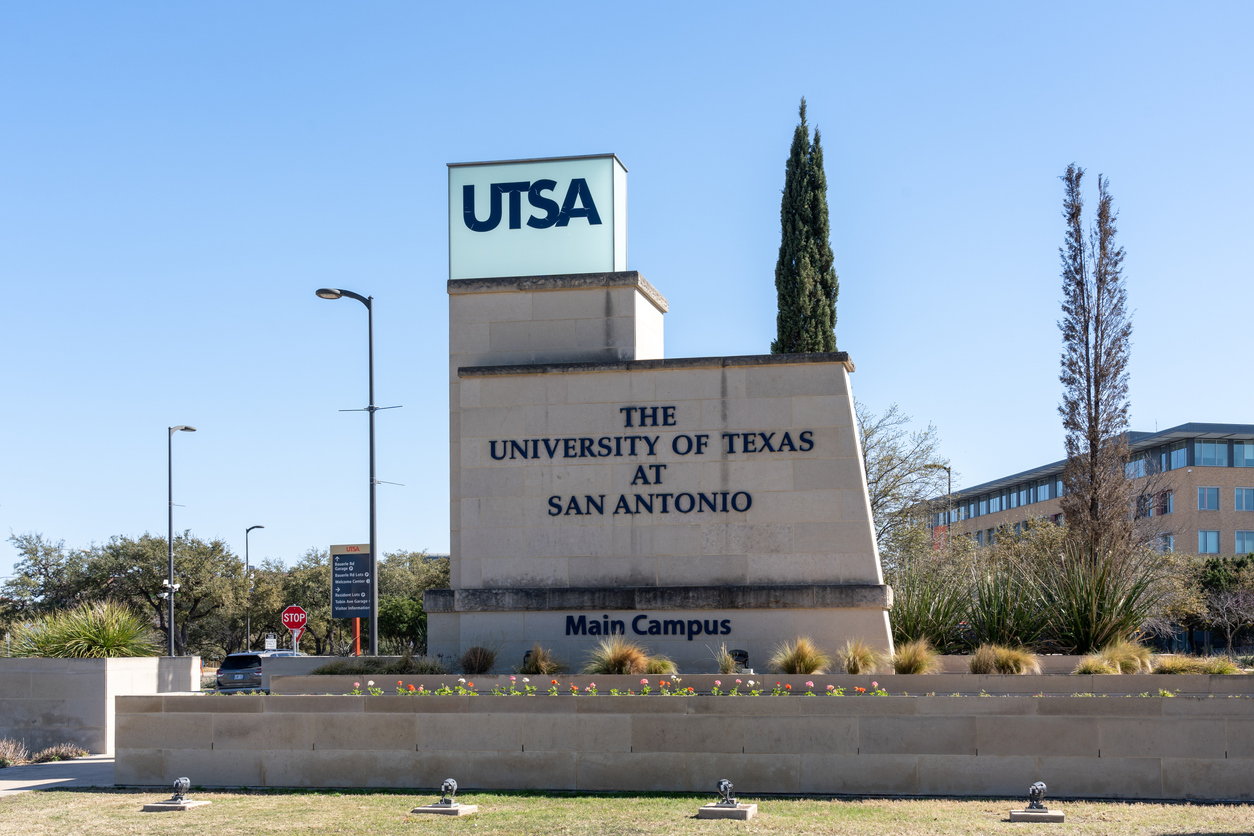 The sign of University of Texas at main campus in San Antonio